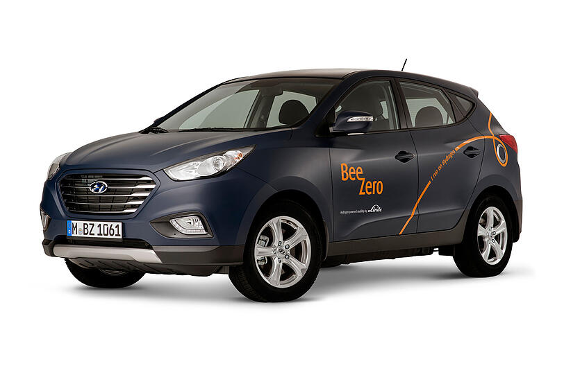 50 Hyundai ix35 Fuel Cell im "BeeZero"-Look werden ab dem Sommer emissionsfrei auf den Straßen Münchens unterwegs sein.