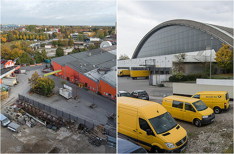 Wo wird der neue Konzertsaal gebaut: Im Werksviertel am Ostbahnhof (l.) oder doch in der Paketposthalle an der Friedenheimer Brücke?