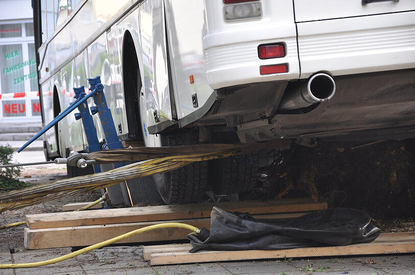 Waldkraiburg: Der Bus überfuhr zwei Bäume, nachdem der Fahrer hinter dem Steuer das Bewusstsein verlor