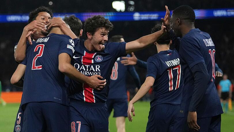 Junge Profis wie João Neves (Mitte) statt der ganz großen Stars haben Paris Saint-Germain in das Finale der Champions League geführt.