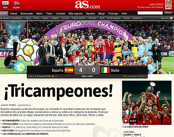 "Dreifach-Champion" schreibt die spanische Sportzeitung AS.