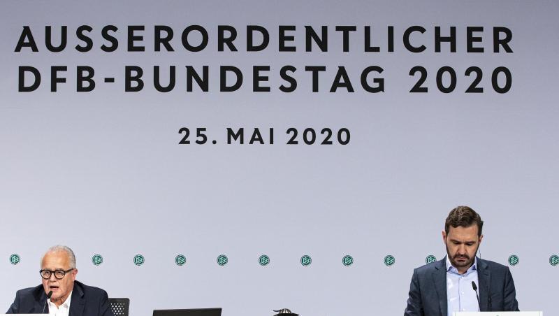 DFB-Präsident Fritz Keller (l) und Generalsekretär Friedrich Curtius. DFB-Präsident Fritz Keller (l) und Generalsekretär Friedrich Curtius.