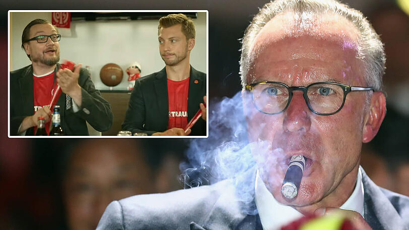 Die Mainzer nehmen Karl-Heinz Rummenigge und seinen Angriff auf die 50+1-Regel aufs Korn.  Ob der drüber lachen kann?