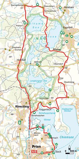 Karte Tour 5: Mit dem Rad um die Eggstätter Seenplatte