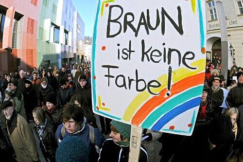 Protest gegen den Neonazi-Aufmarsch.