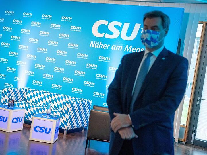 Markus Söder (CSU), Ministerpräsident von Bayern, beim virtuellen CSU-Parteitag.
