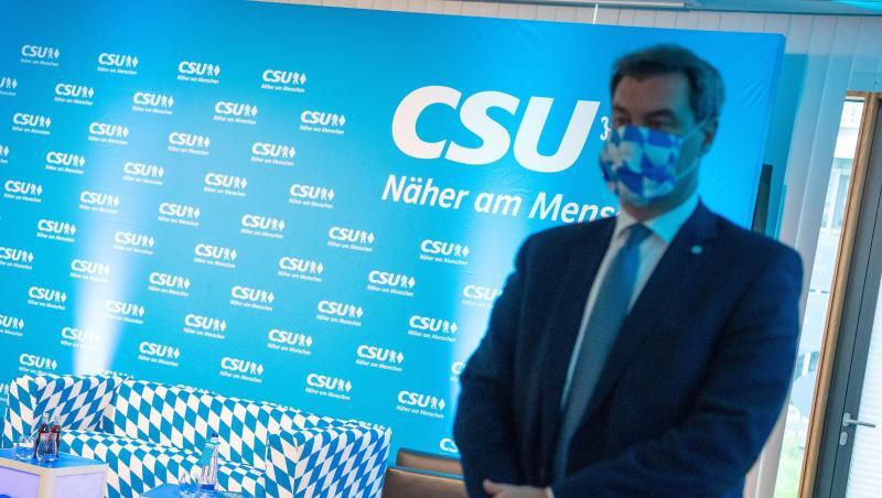 Markus Söder (CSU), Ministerpräsident von Bayern, beim virtuellen CSU-Parteitag. Markus Söder (CSU), Ministerpräsident von Bayern, beim virtuellen CSU-Parteitag.