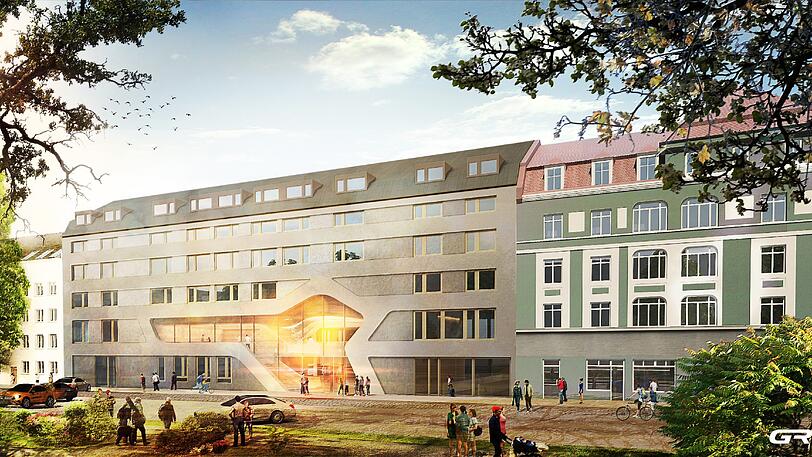 So sieht der aktuelle Entwurf für die Jugendherberge aus: Das Dach und die Fassade sind dunkler als vorher.
