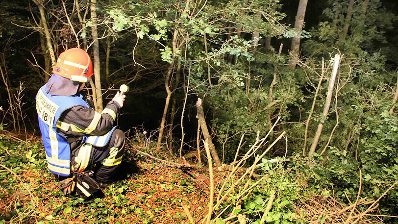 Der Audi-Fahrer fuhr einen Hang hinunter und krachte gegen einen Baum. Die Bilder vom Unfallort.