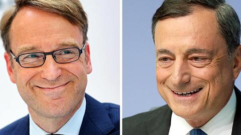 Bundesbank-Chef Jens Weidmann (l.) werden Chancen auf die Nachfolge von EZB-Präsident Mario Draghi eingeräumt.