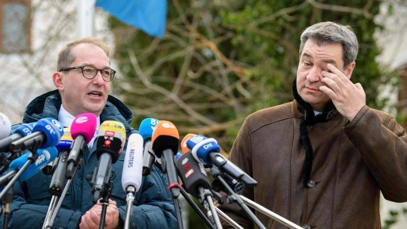 Alexander Dobrindt (l.), CSU-Landesgruppenchef, und Markus Söder (CSU), Ministerpräsident von Bayern, müssen sich mit weiter sinkenden Umfragewerten anfreunden. Alexander Dobrindt (l.), CSU-Landesgruppenchef, und Markus Söder (CSU), Ministerpräsident von Bayern, müssen sich mit weiter sinkenden Umfragewerten anfreunden.