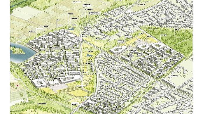 Einer der Entwürfe für das neue Quartier im Nordosten, wo einmal bis zu 30 000 Bürger leben sollen.