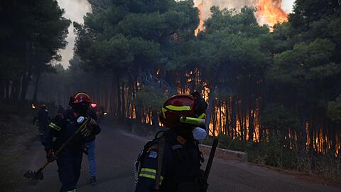 Aus der Luft gibt es wegen st&uuml;rmischer Winde keine Hilfe - die Feuerwehrleute sind am Boden auf sich gestellt.