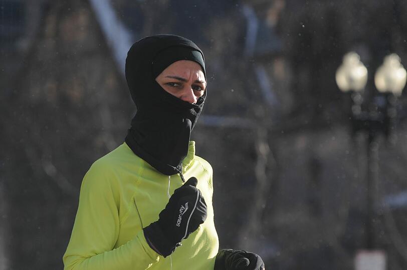 New Yorker und Bostoner lassen sich von der Kälte vom Sport nicht abschrecken.