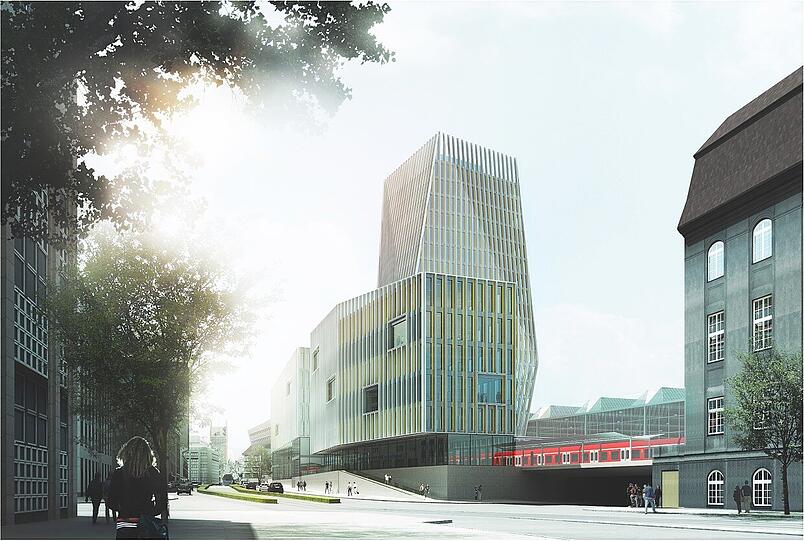 Am Starnberger Flügelbahnhof soll ein Büroturm 75 Meter in die Höhe wachsen.