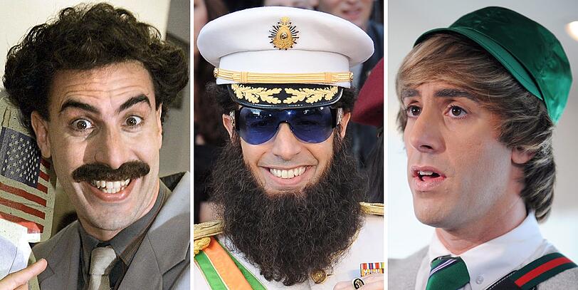 Cohen spielte schon den kasachischen Reporter Borat (links) und den schwulen Österreicher Brüno (rechts).