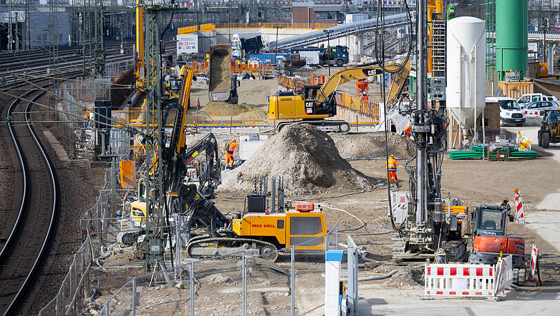 Die Baustelle der zweiten S-Bahn-Stammstrecke in der Nähe der Donnersbergerbrücke.
