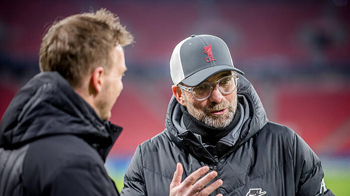 Jürgen Klopp und Trainer Julian Nagelsmann. Jürgen Klopp und Trainer Julian Nagelsmann.