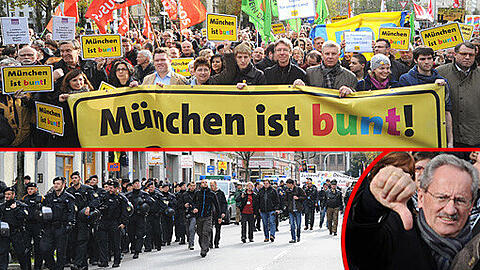 Etwa 20 Kundgebungsteilnehmer, über 1.000 Polizisten und insgesamt etwa 1.500 Gegendemonstranten: Das ist die Bilanz vom Münchner Demo-Samstag.