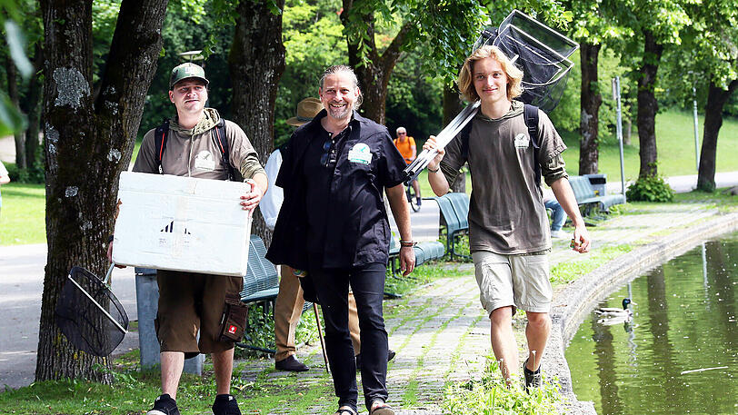 Schildkröten-Retter (v.l): Matthias Lang, Markus Bauer und Merlin Weiss.