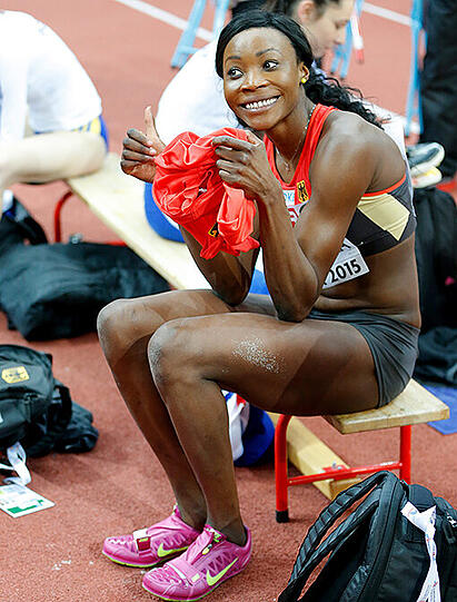 Sosthene Moguenara bei der Leichtathletik-Hallen-EM 2015 in Prag.