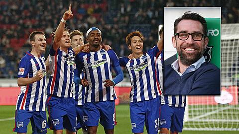 Michael Preetz (kleines Bild) ist mit 93 Toren noch immer Rekordtorschütze von Hertha BSC. Seit 2009 ist er Manager bei den Berlinern.