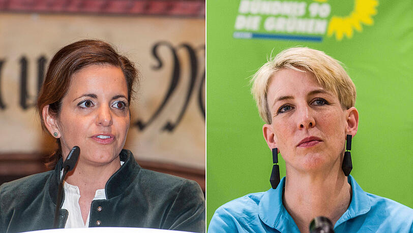 Auf der Plattform sind sowohl Bilder von Bürgermeisterin Katrin Habenschaden (r.) als auch Kommunalreferentin Kristina Frank zu finden.