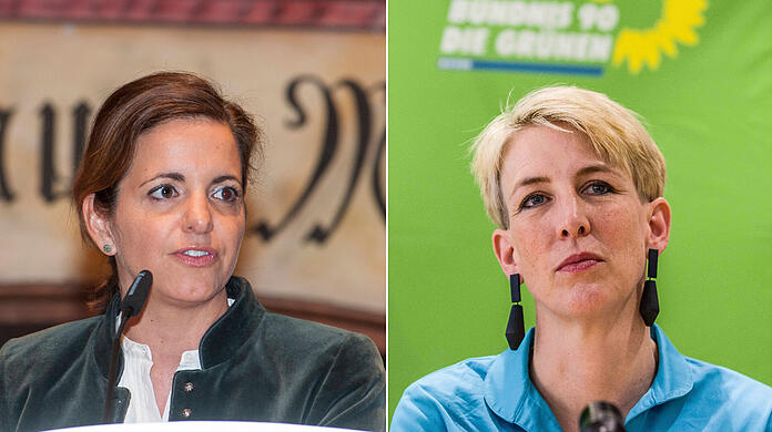 Auf der Plattform sind sowohl Bilder von Bürgermeisterin Katrin Habenschaden (r.) als auch Kommunalreferentin Kristina Frank zu finden.