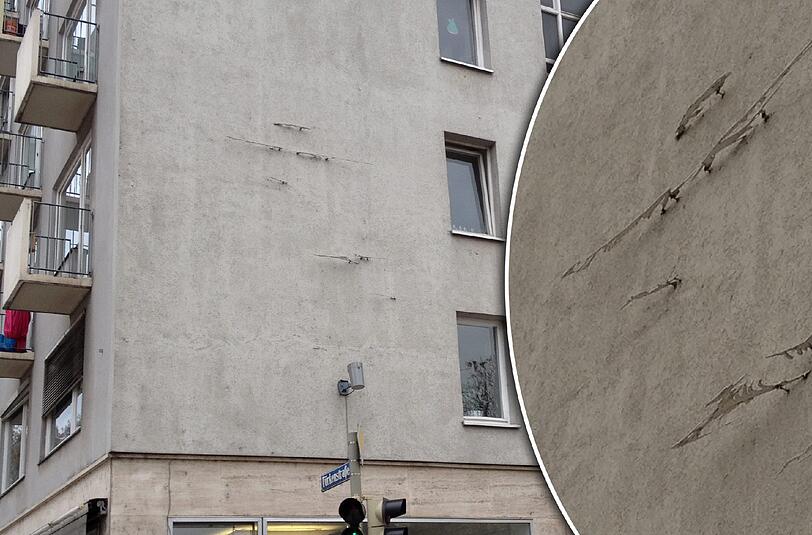 Merkwürdige Metallstücke sind an der Fassade der Gabelsbergerstraße, Ecke Türkenstraße. Was dahintersteckt...