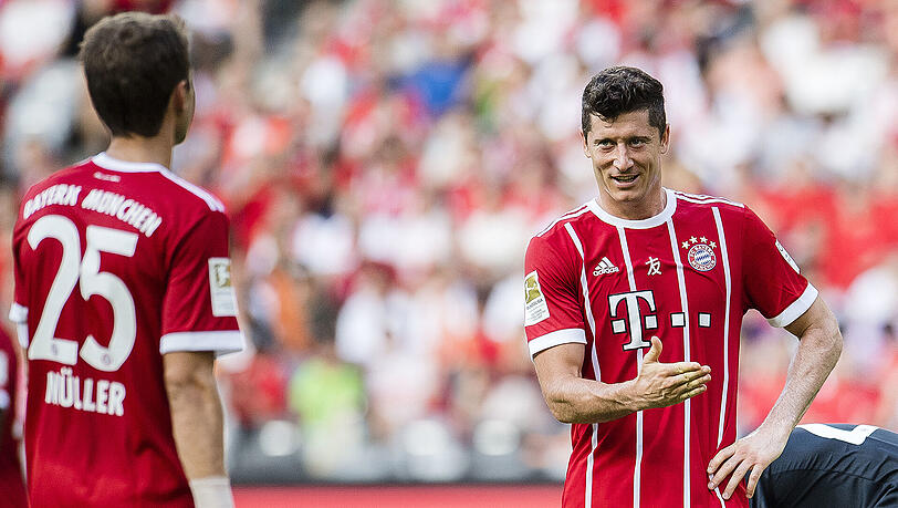 Stehen am liebsten zusammen auf dem Platz: Thomas Müller und Robert Lewandowski. Stehen am liebsten zusammen auf dem Platz: Thomas Müller und Robert Lewandowski.