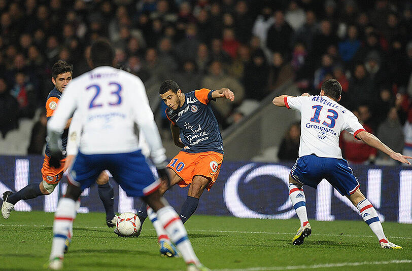 Younes Belhanda (Mitte) im Trikot von HSC Montpellier.