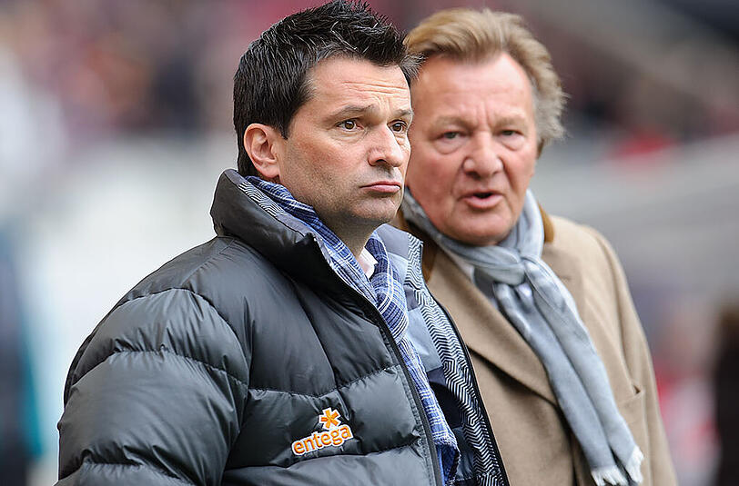 Mainz, wie es singt und lacht: FSV-Manager Christian Heidel (links) und FSV-Präsident Harald Strutz.