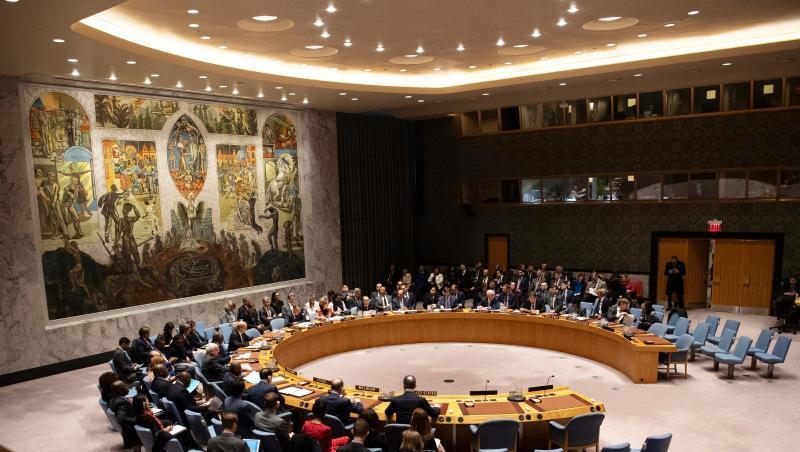 Blick auf eine Sitzung des Sicherheitsrats der Vereinten Nationen.