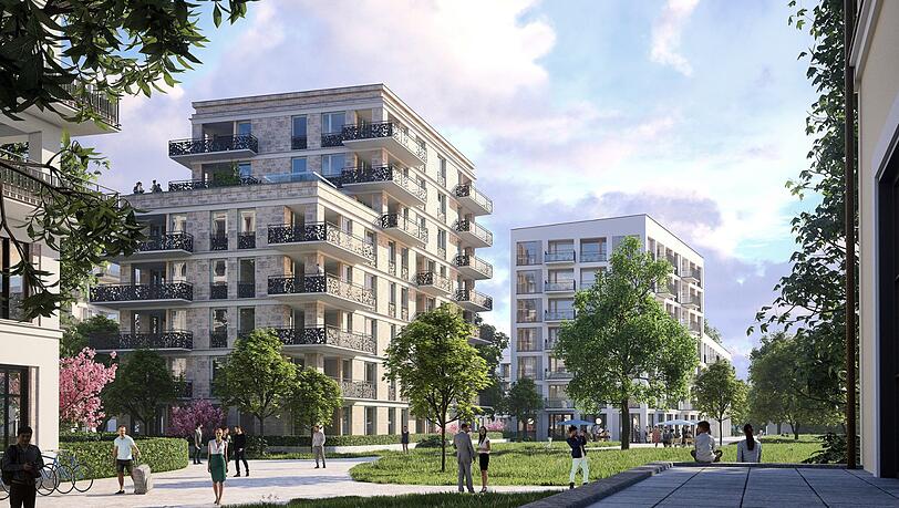 Klar und modern: Zwischen die Blöcke soll ein Quartiersplatz entstehen. Klar und modern: Zwischen die Blöcke soll ein Quartiersplatz entstehen.