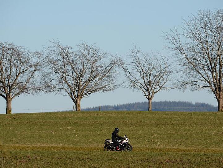 Ein Motorradfahrer fährt über eine Straße. Foto: picture alliance / dpa/Symbolbild