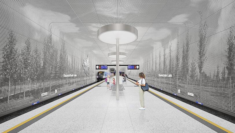 Der Entwurf zeigt, wie der neue U-Bahnhof "Baumschule Laim" an der U5 einmal aussehen soll.