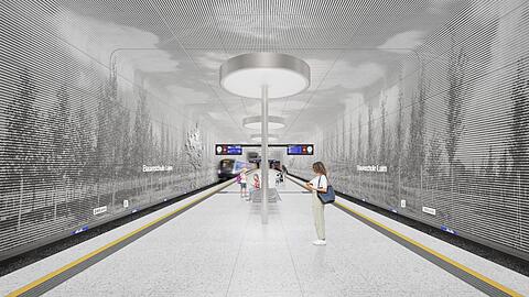 Der Entwurf zeigt, wie der neue U-Bahnhof "Baumschule Laim" an der U5 einmal aussehen soll.