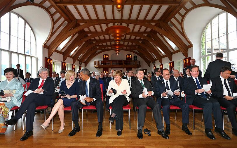 Angela Merkel mit ihrem Mann Joachim Sauer, dem italienischen Premierminister Matteo Renzi, dem britischen Premierminister David Cameron und Frankreichs Präsident Francois Hollande bei einem Konzert