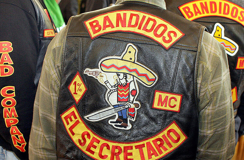Mitglieder des Motorradclubs "Bandidos" in Cottbus.