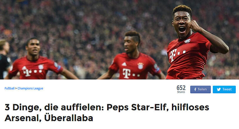 Ex-AZ-Redakteur Florian Bogner stellt bei Eurosport fest: "3 Dinge, die auffielen: Peps Star-Elf, hilfloses Arsenal, Überallaba"