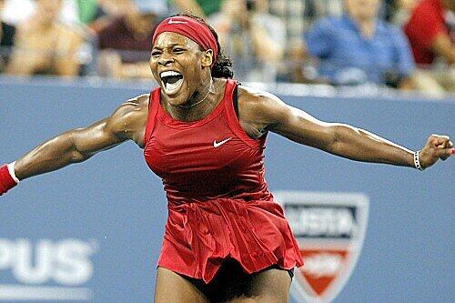 Serena-spring-ins-Glück: So feierte Siegerin Williams ihren Triumph bei den US Open. Foto: AP