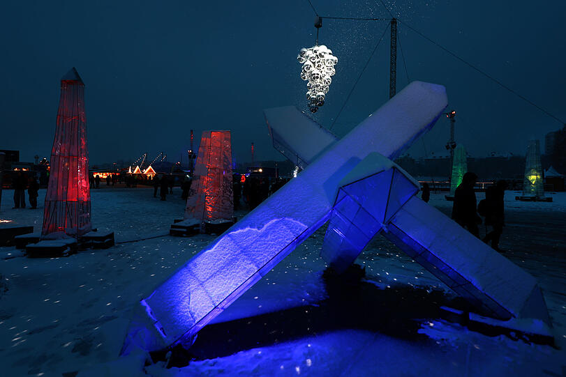 Stimmungsvolle Kunstinstallationen auf der Theresienwiese.