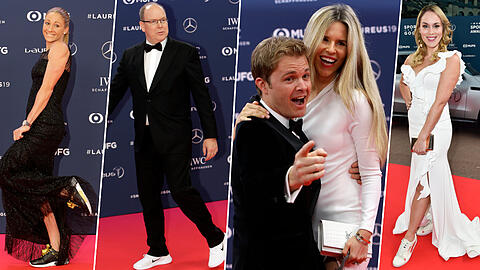 Sportler und Fürsten kommen mit Sneaker auf den roten Teppich. Die Bilder aus Monaco