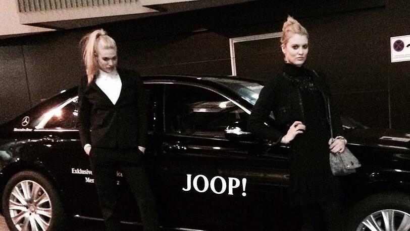 Larissa Marolt (Links) mit ihrer Schwester Lisa-Marie bei der Eröffnung eines Joop-Stores in Düsseldorf Larissa Marolt (Links) mit ihrer Schwester Lisa-Marie bei der Eröffnung eines Joop-Stores in Düsseldorf