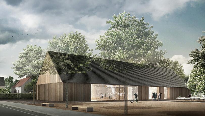 So könnte das neue Bürgerzentrum ausschauen. Visualisierungsabdruck/Darstellung mit freundlicher Genehmigung der Architekten Maier Neuberger - Rechte verbleiben beim Urheber.