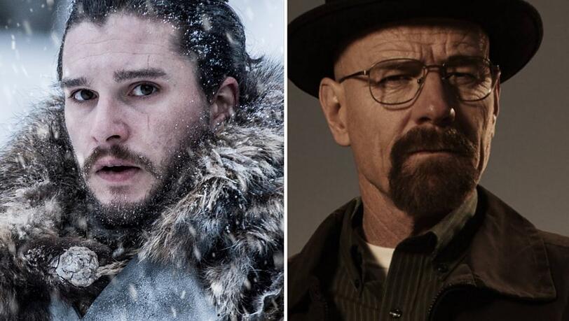 Die Hauptdarsteller zweier Serien, die Rekorde gebrochen haben: Kit Harington aus "Game of Thrones", daneben Bryan Cranston aus "Breaking Bad".