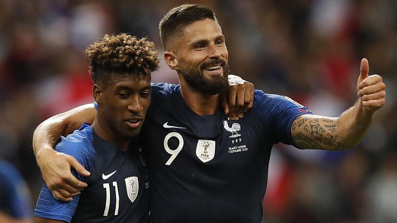 Kingsley Coman (links) trifft beim 4:1-Sieg der Franzosen doppelt