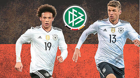 Einer allein kann Poldi nicht ersetzen: Aber als Duo könnten Leroy Sané (l.) und Thomas Müller die Lücke schließen. 	Fotos: GES, R&rsquo;steiner/bd. Augenklick