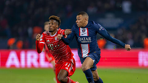 Bayern-Star Kingsley Coman (links) wurde in dieser Saison bereits mit 35,39 km/h geblitzt, Kylian Mbappé kam sogar schon mal auf 38 km/h.