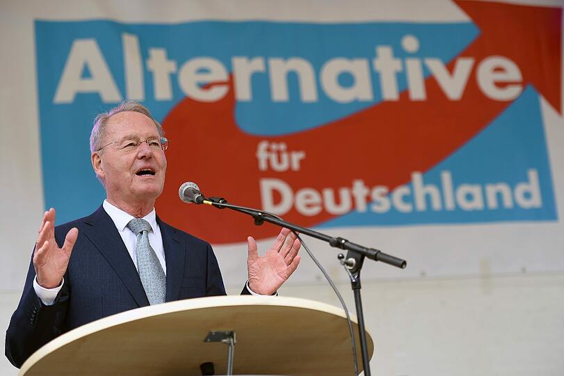 Der frühere Industriepräsident Hans-Olaf Henkel spricht am 26.04.2014 in Köln (Nordrhein-Westfalen) bei der Auftaktveranstaltung der Alternative für Deutschland (AfD) für den Wahlkampf zur Europawahl am 25. Mai. Henkel steht auf Platz zwei der Parteiliste für die Europawahl.